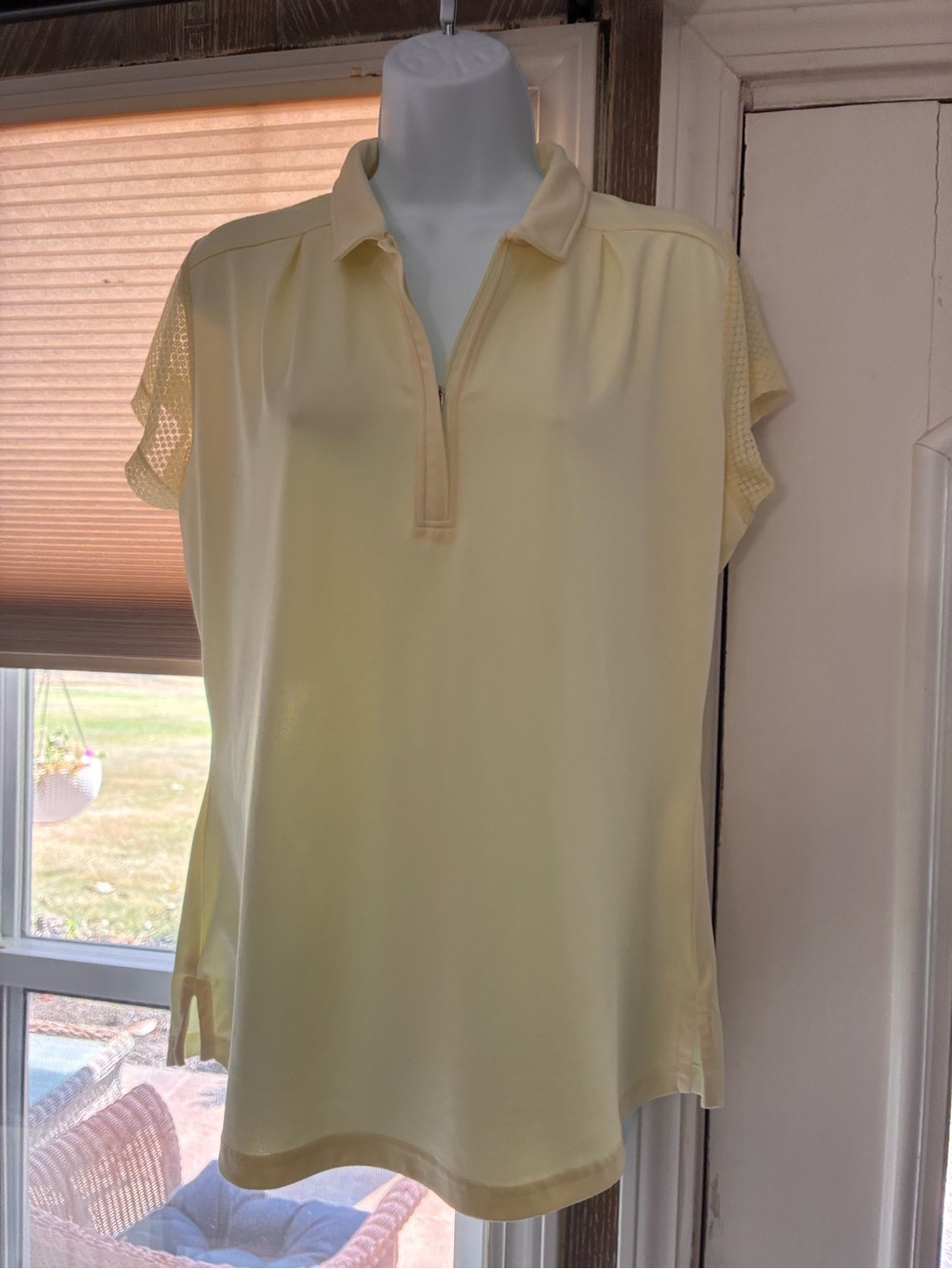 Pebble Beach Pale Yellow Short Sleeve Polo Top size Large